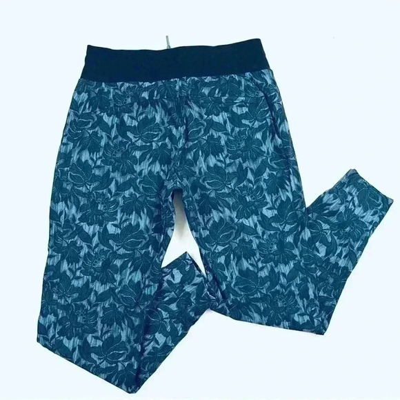 Athleta Trekke North Blue Floral Drawstring Mid-Rise Full Length Jogger Size 4 - Picture 8 of 15
